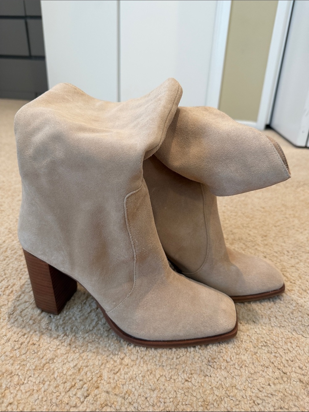 Dolce Vita Sandstone Suede Block Heel Ankle Boots